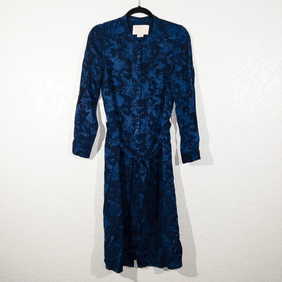 Gal Meets Glam Blue Frances Empress Damask Shirt Dress Size 4 - Picture 2 of 9